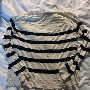 Zara Black and White Striped Long Sleeve Tee